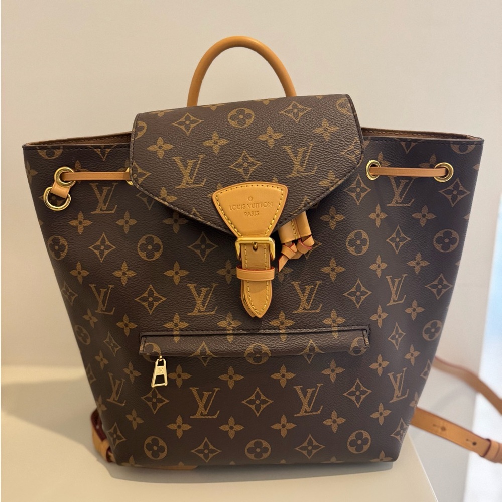 Louis Vuitton Brown Monogram Backpack with Gold-Toned Closure